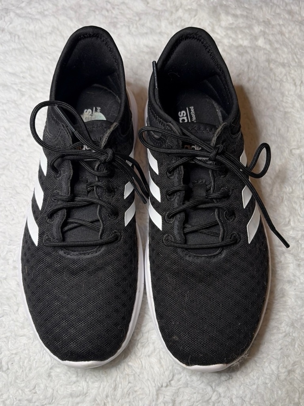 Adidas Black Running Sneakers with White Stripes